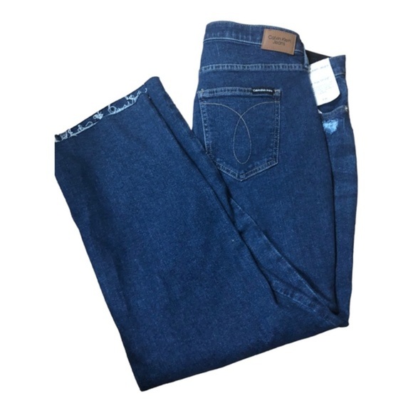 Calvin Klein jeans hi rise straight fit distressed frayed hem jeans size 16W new - Picture 4 of 16